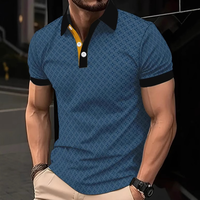 New Style Male Classic Polo Casual Short Sleeved Round Neck D Printed Lapel Shirt For Outdoor Sports And Clothing Apparel Fashion Tops