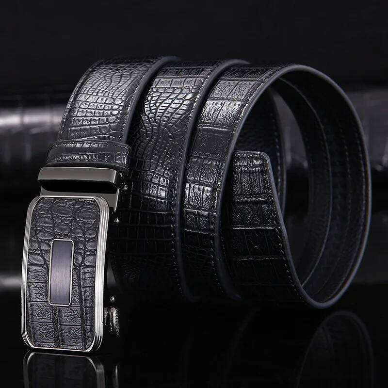 3.3cm High-end Business Men's Genuine Leather Alloy Automatic Buckle Two-layer Cowhide Casual Suit Belt for Men Y260225