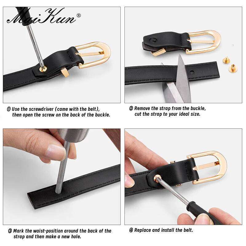 Maikun Skinny Women Gold Alloy Buckle Faux Leather Belt For Dress Y260225