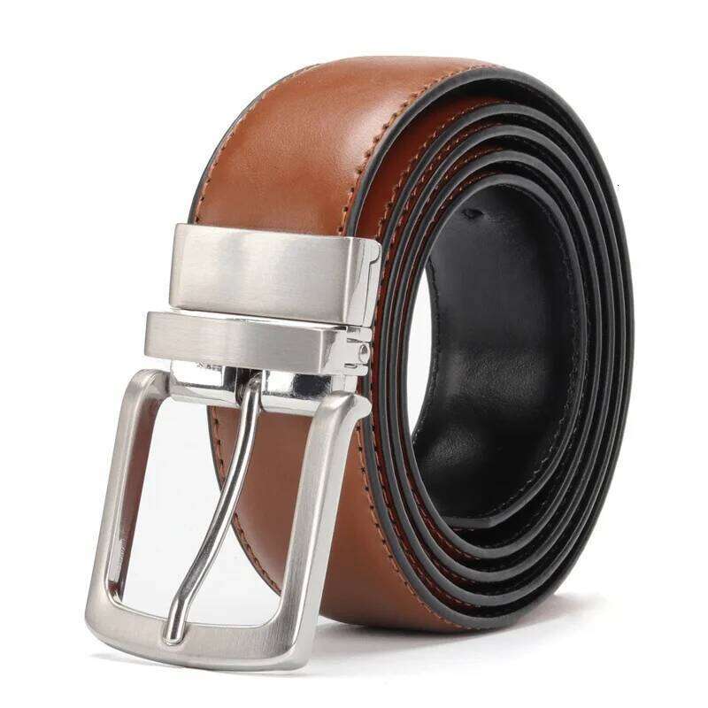 AAA155 New Fashion 130cm Long Luxury Brown Belt Men Rotating Pin Buckle Double sided Manufacturers Stock Cowhide High Quality Y260225