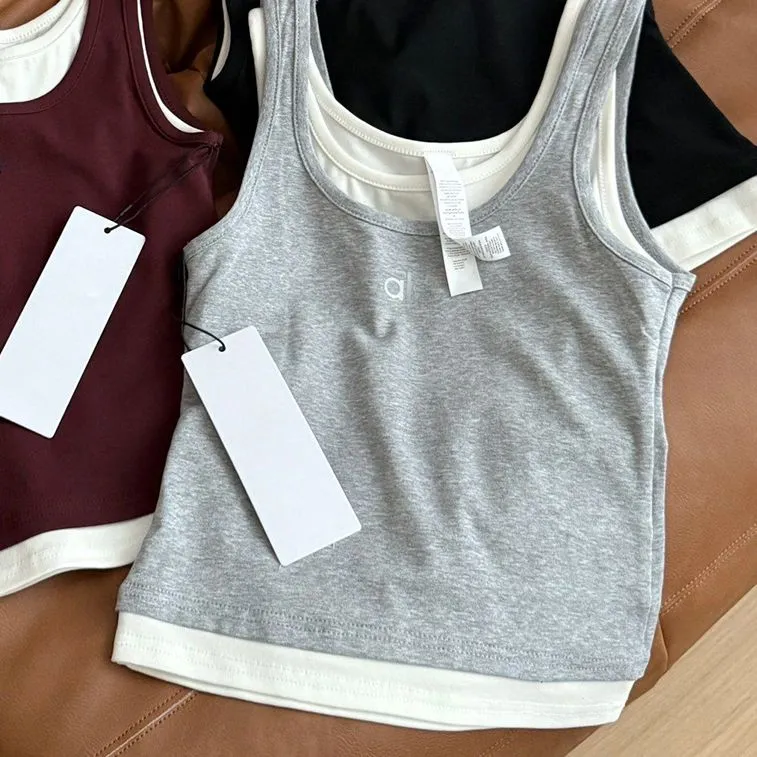 Designer Womens Cross Yoga Sports Tops Vest Luxury Slim Fit Sleeveless Vests With Pad Summer Cotton Tees Outside Wearing Tank Top Clothing T Shirt US 