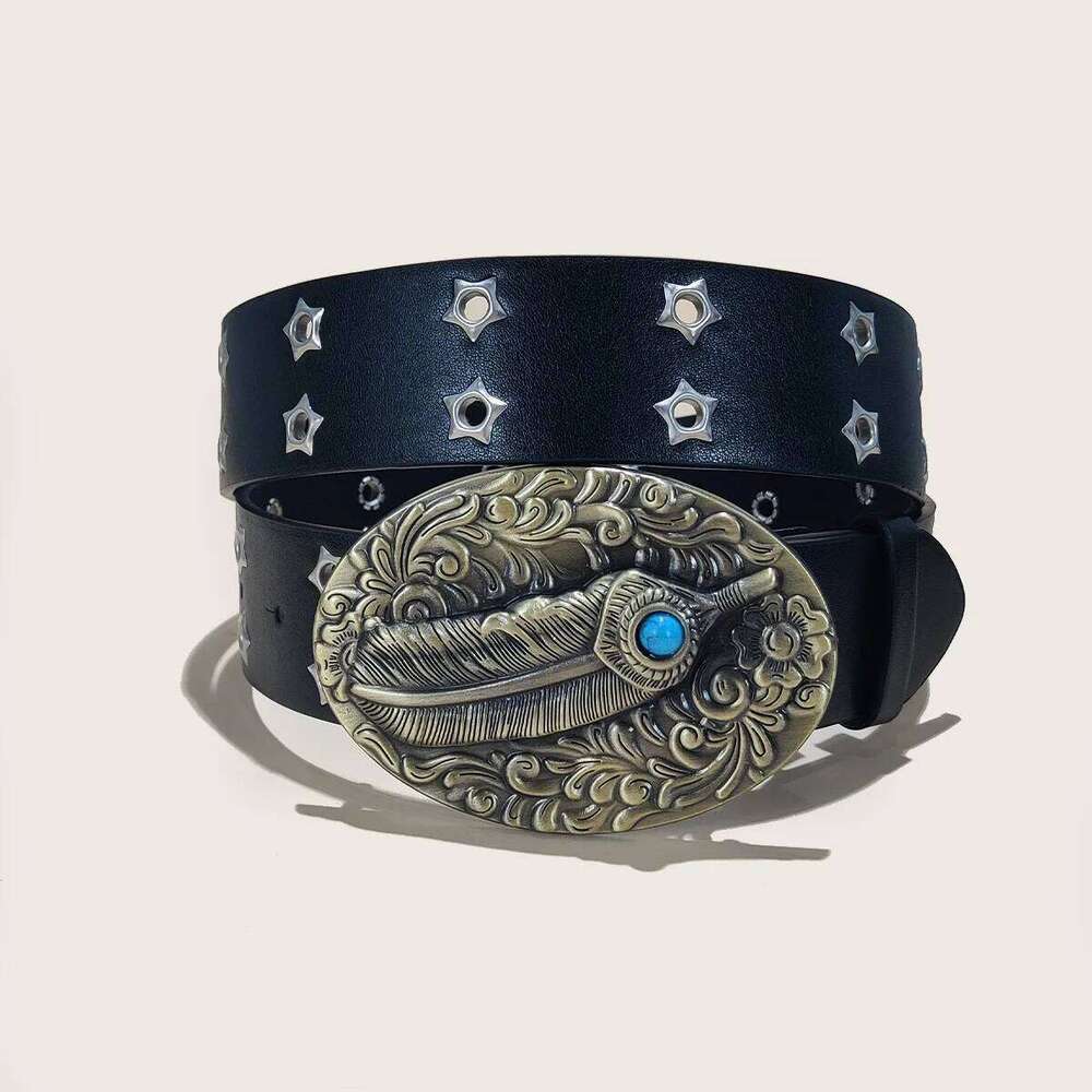 New men's retro western Cowboy style fashion alloy buckle leather For Women high-end luxury brands jeans belt Perfect Gift Y260225