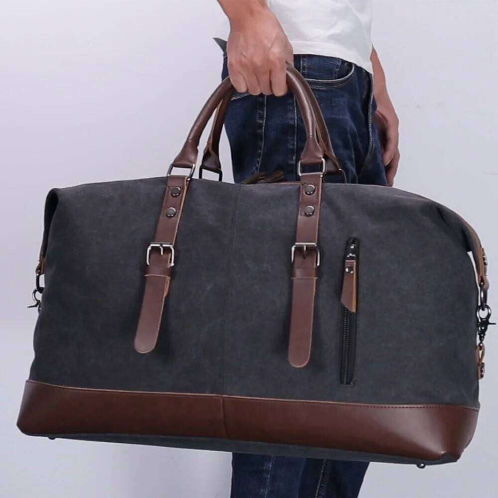 Original Canvas Leather Carry on Luggage Men Duffel Bags Travel Tote Large Weekend Bag Overnight Y260225