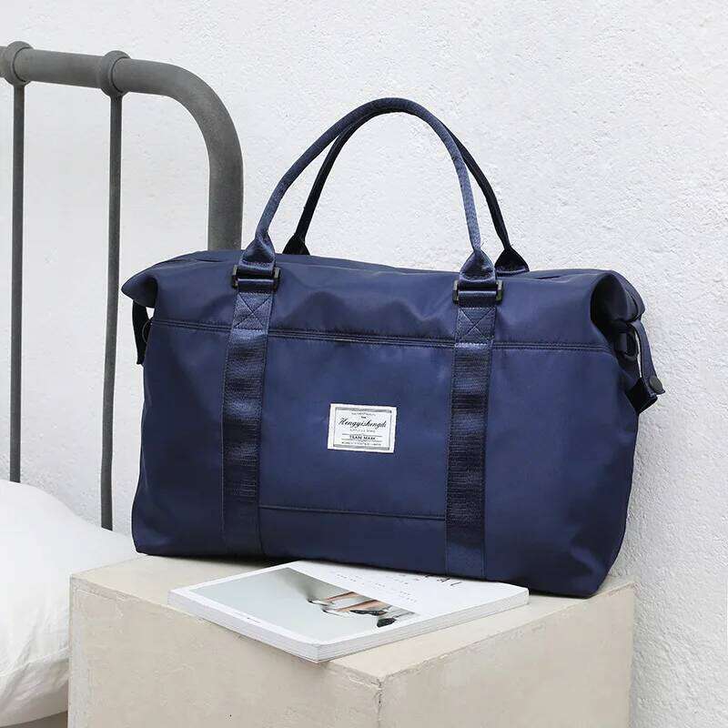 Travel Two Soft Handle Handbag Large Capacity Foldable Can Fitted Onto Pull Rod Waterproof Tourism Square Horizontal Bag Y260225