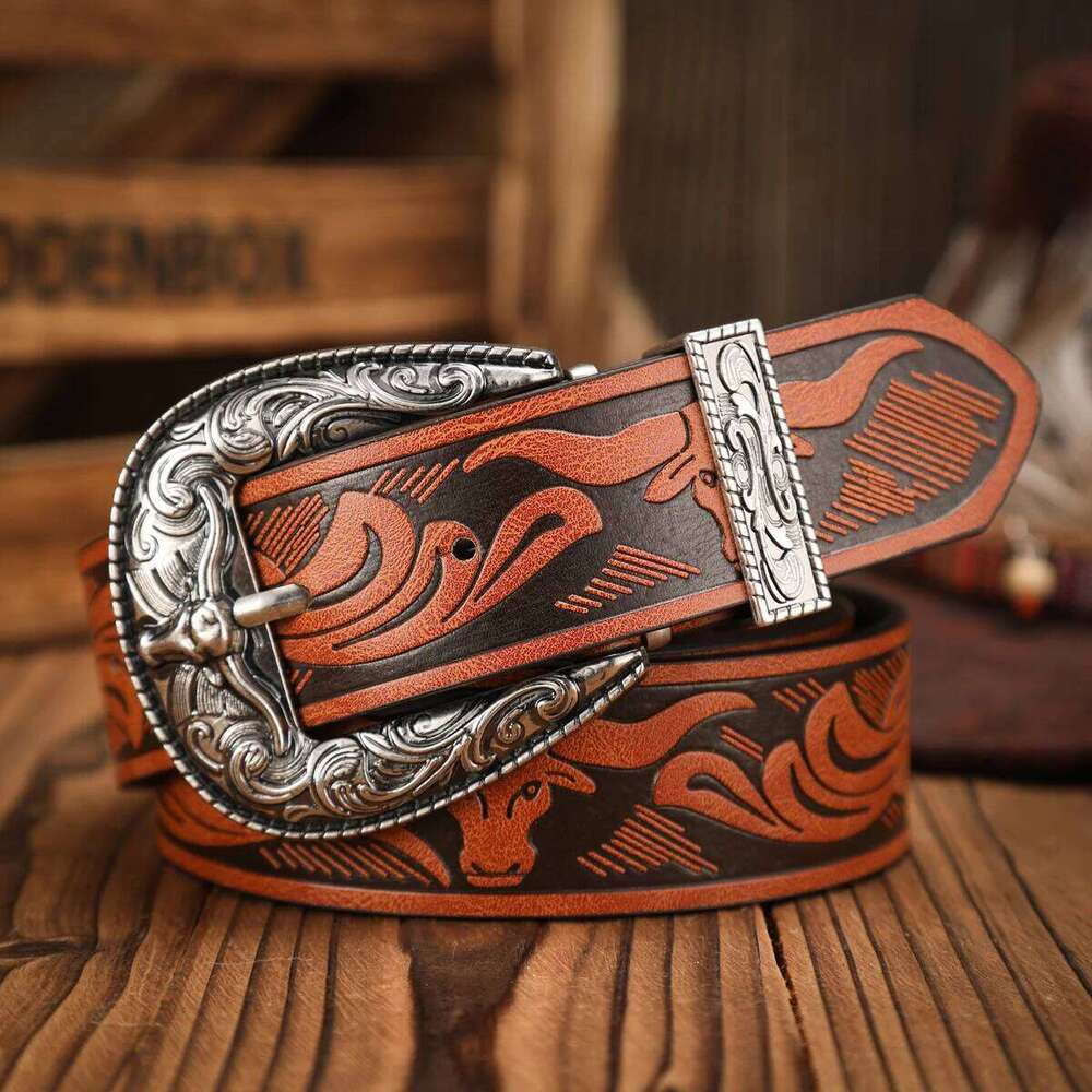 A casual, individual retro a Western-style clothing accessory, metal buckle, PU belt, suitable for both men and women Y260225