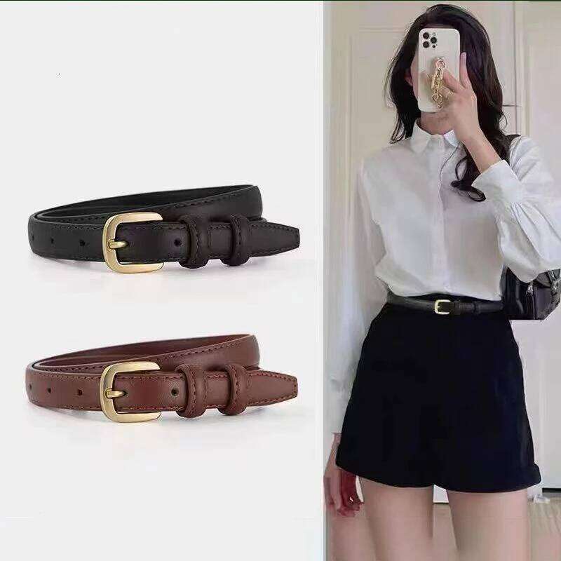 Classic Women Black Needle Buckle Retro Jeans Leather Fashion Belt High Quality Strap Y260225