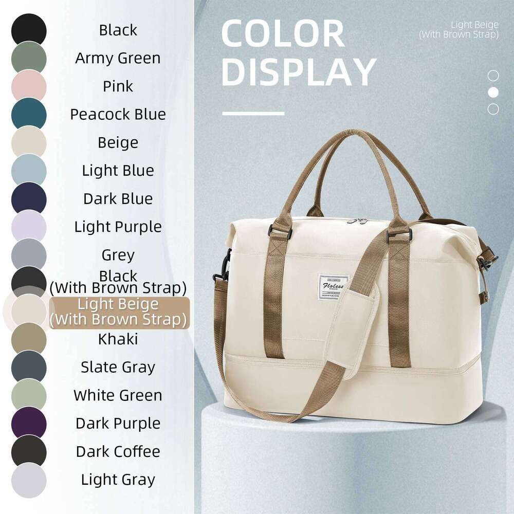 Women's Large Capacity Bag, Airplane Travebags Weekend Bag,Sports and Gym Backpack,Expandable Waterproof Travel Bag Khaki Y260225