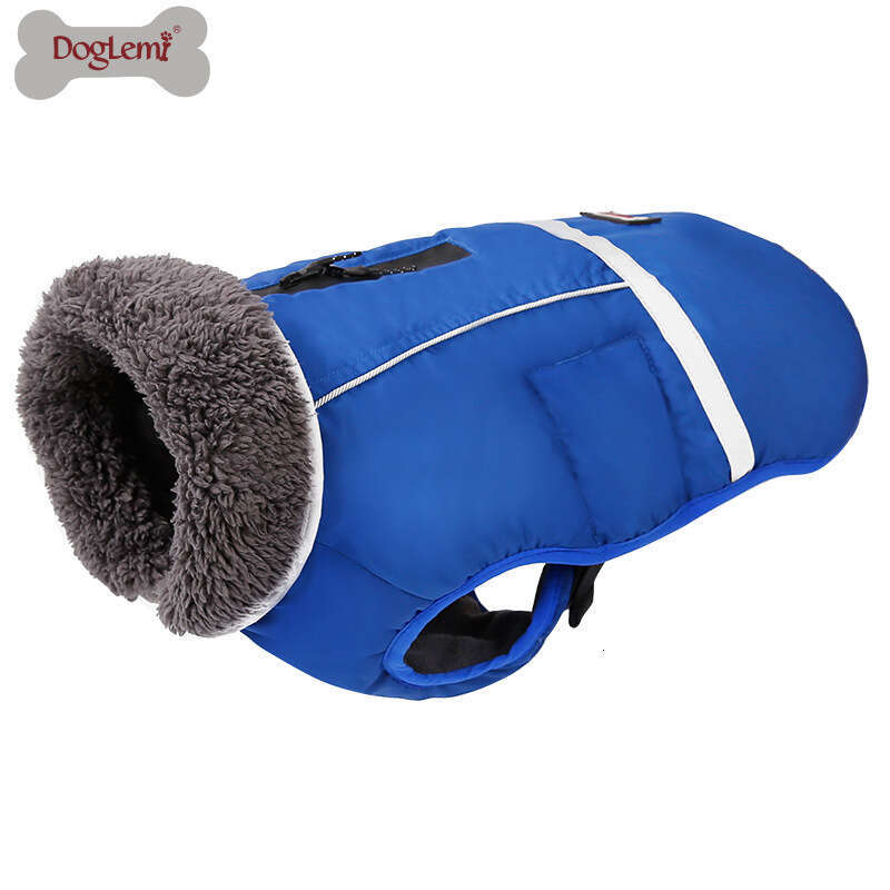 Pet clothing thickened clothes with snap fastenes wam wate epellent dog cotton coat eflective fleece lined fo walking dogs at night in autumn and pupa