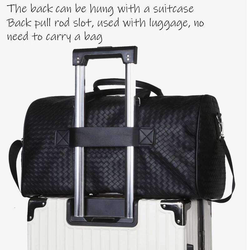 Black And Business Travel Bag, Classic Woven Handbag, Men's Handbag/Shoulder Bag Dual-Use Y260225