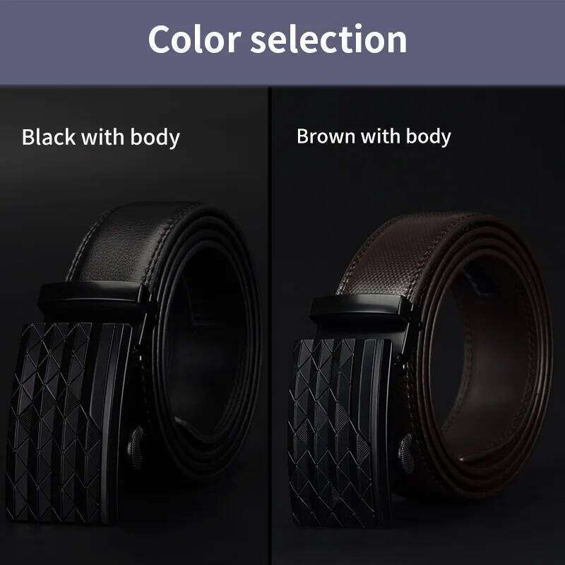 COWATHER Men's Automatic Buckle belt with Cow Genuine Leather BLACK BROWN Belts for Men brand Wide 3.5 cm CZ058 Y260225