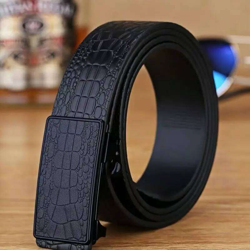 Genuine Leather Automatic Buckle Crocodile Pattern Multifunctional Light Luxury Men's Business Trouser Belt Y260225