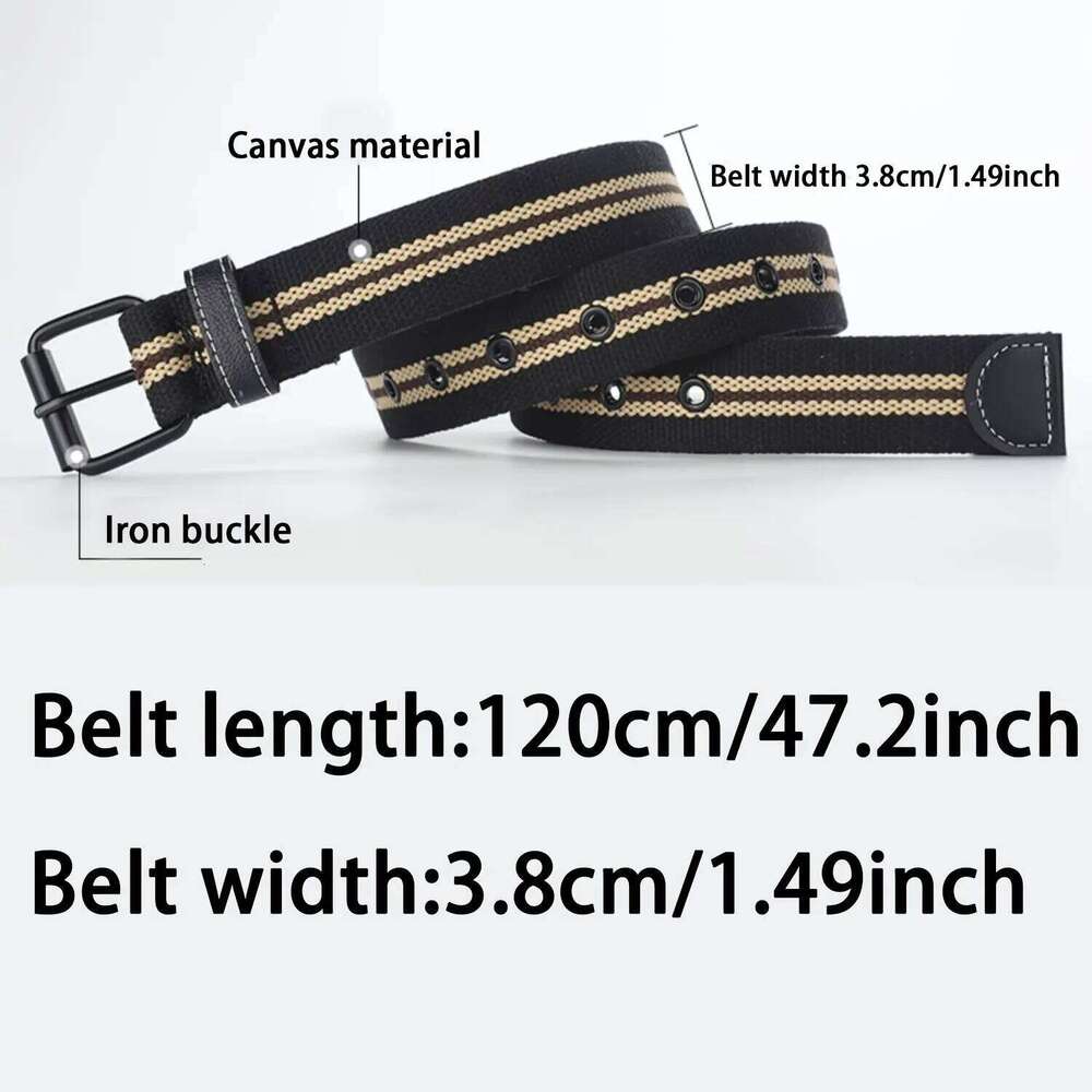 Men's Canvas Casual Retro Women's Outdoor Sports With Jeans Breathable Lightweight Eyelet Belt For Men Women Y260225