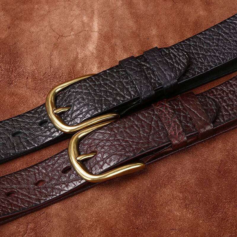 3.8CM Pure Thick Cowhide High Quality Genuine Leather Belts for Men Brand Strap Male Brass Buckle Business Jeans Cowboy Cintos Y260225