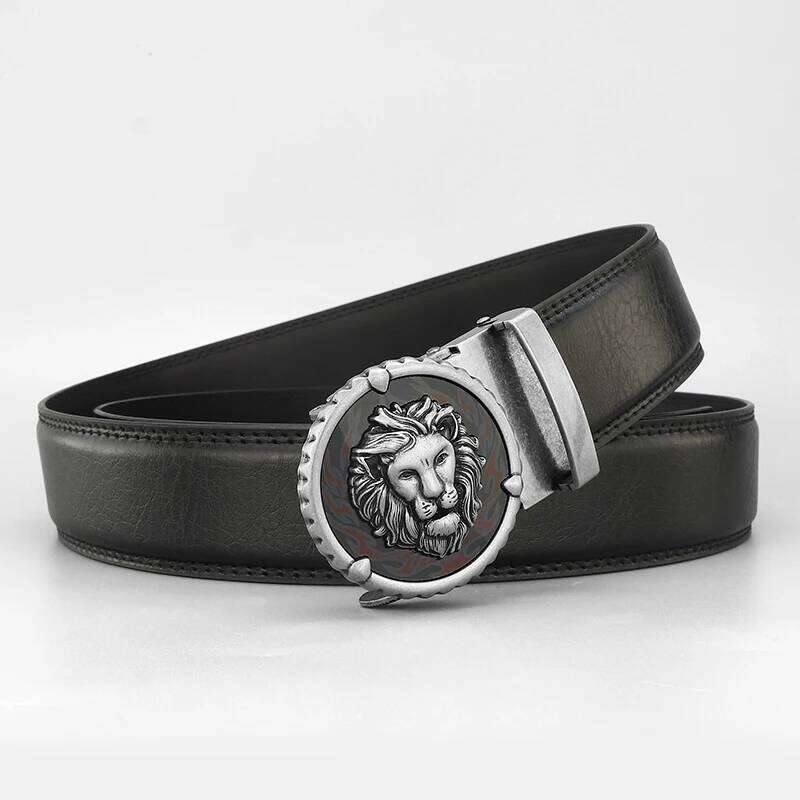 2025Luxury Famous BrandDesigners Retro Lion Casual Betls Men Automatic Buckle Fashion Genuine Leather Gray Younth Ceinture Homme Y260225