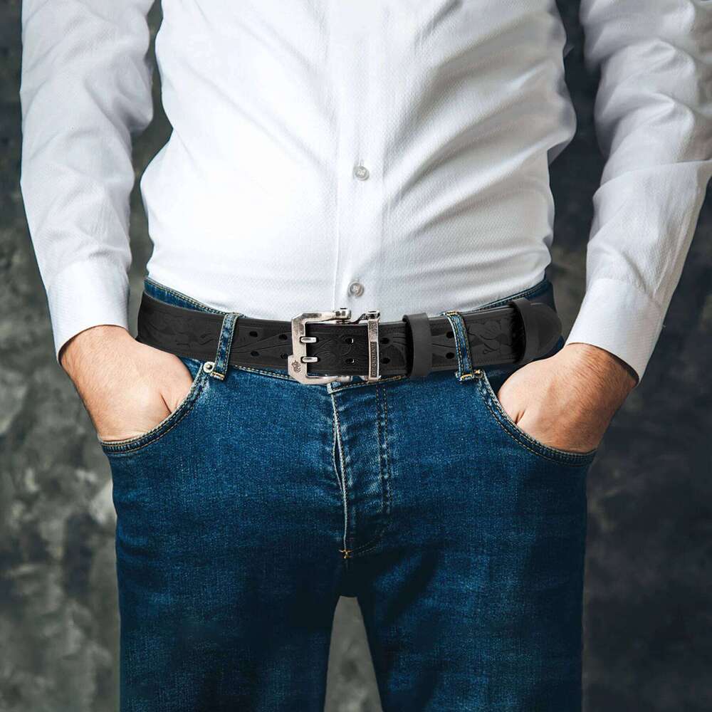BISON DENIM Men Belts Cow Split Genuine Leather Business Waist Straps Retro Pin Buckle Fancy Male Belt For Jeans Y260225