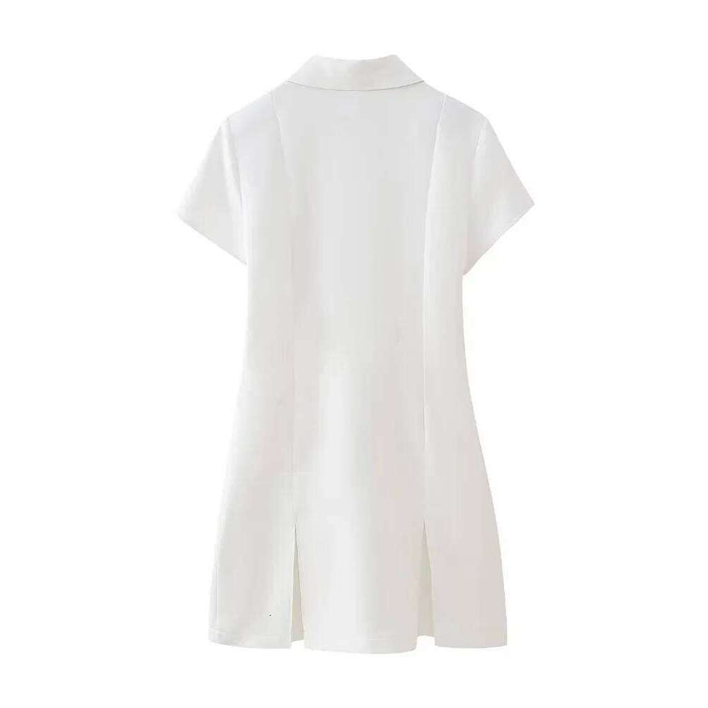 Willshela Women Fashion Solid Pleated Front Zipper Mini Dress Vintage Lapel Neck Short Sleeves Female Chic Lady Dresses XJ260225