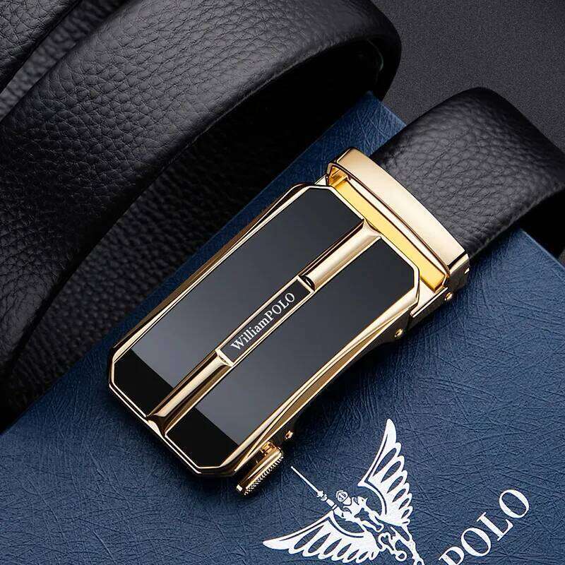 Men's leather with automatic buckle, fashionable belt, high-end business belt Y260225