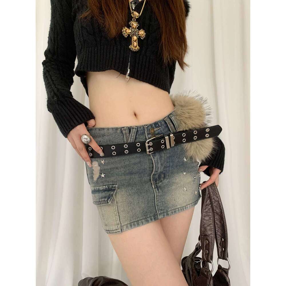 Retro Punk Y2k Fivet-Free Furry Patchwork For Women Niche Subculture Spicy Girl Style Belt Y260225