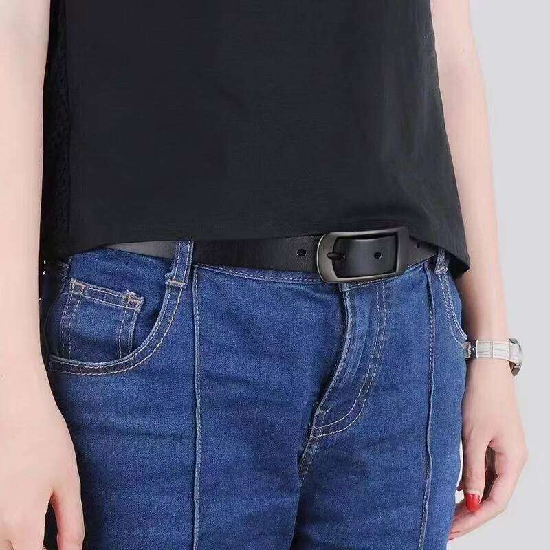 Belt versatile cowhide jeans belt, vintage genuine leather blet simple needle buckle ins belt for women's Y260225