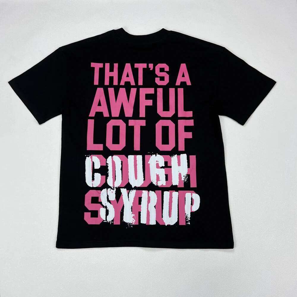 Red letter balck printing That's A Awful Lot of Cough Syrup white T-shirt Men Women Tops Tee T Shirt C260225 - view 4