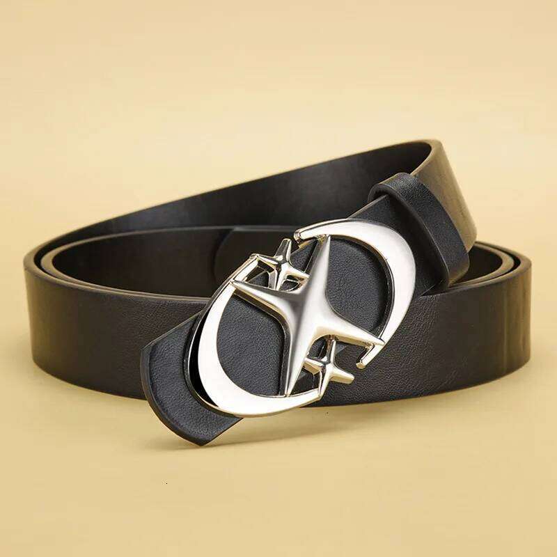 Stylish Oval Cross Metal Buckle Belt Durable Simple Universally Compatible Unisex Gift Idea for Men and Women Y260225