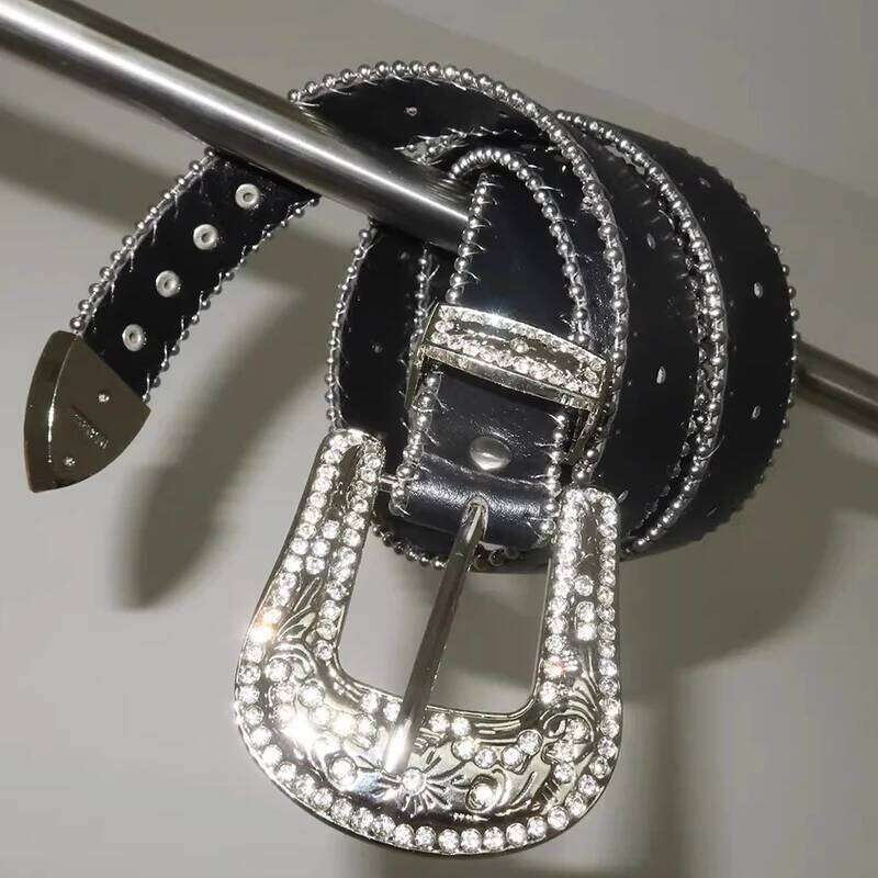 2026 Punk Rhinestone Brand Y2K Bling Sequin Designer Belts Pu Fashion Waistband Jeans Pants Decor Belt for Women Men Y260225