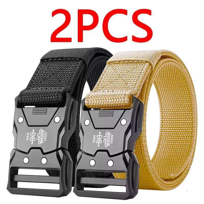 2Pcs Tactical Waist Belt - Durable Automatic Buckle, Perfect Outdoor Adventures, Unisex Accessories for Men and Women Y260225