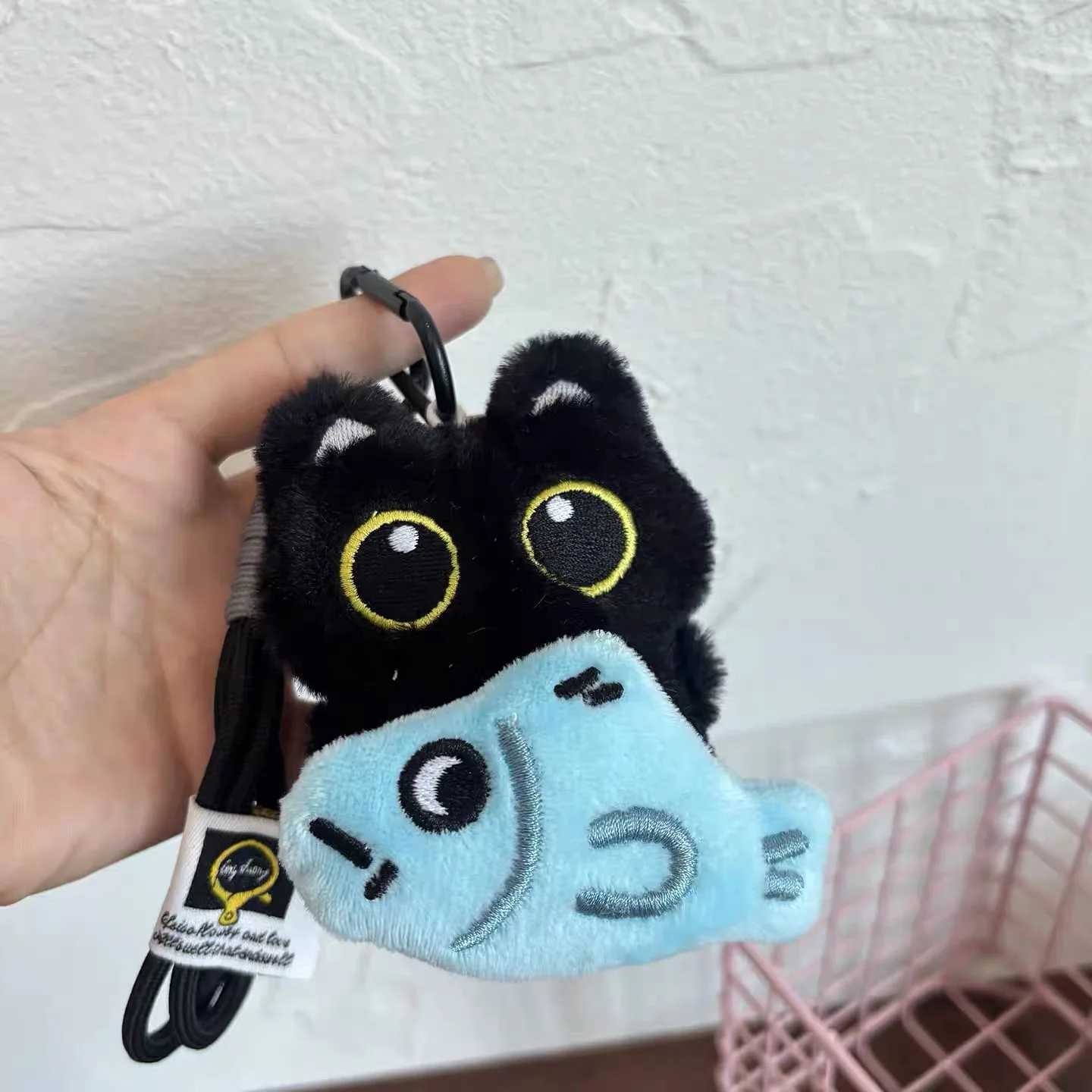 Yupsk 6/1pcs Cute Plush Black Cat Doll Toy Keychain Bag Pendant Charms Kawaii Keyring Accessories For Women Couples Gift H260225