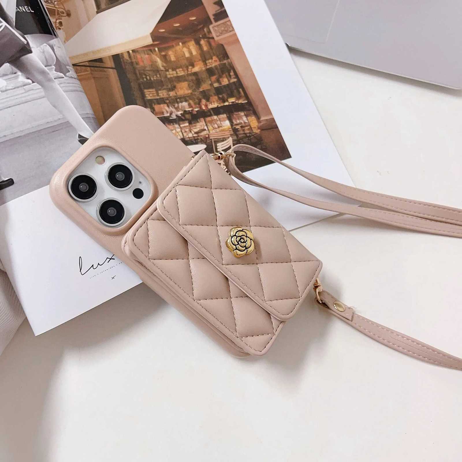 3D Floral Quilted Leather Phone Case with Wrist Strap Card Holder for iPhone 14 15 16 17 Pro Max PlusT260225