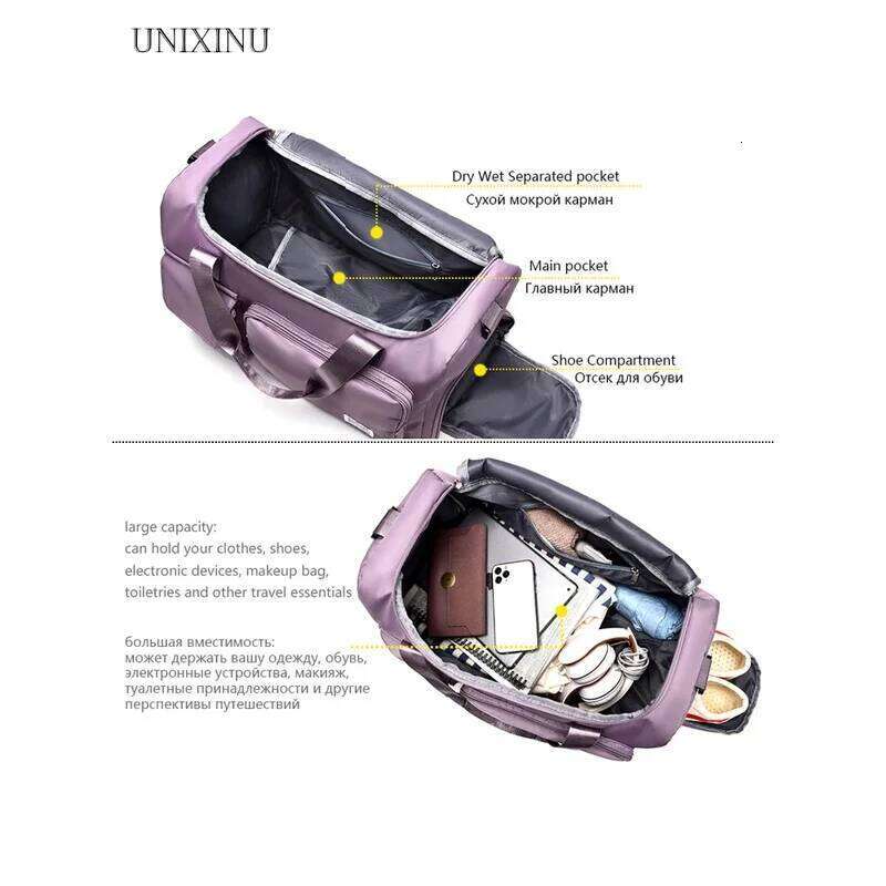 Carry On Travel Bag Large Capacity Weekender Overnight Duffle with Shoe Compartment Sports Fitness Bags for Women 2026 Y260225