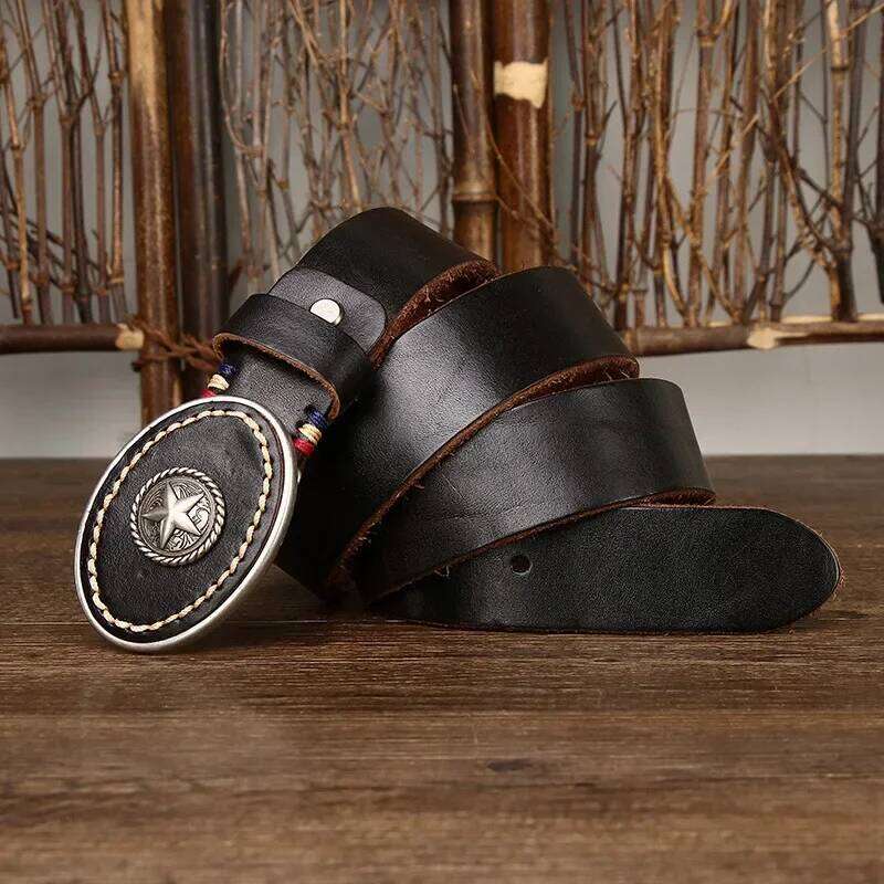 3.8CM Pure High Quality Genuine Leather Belts for Men Strap Male Thickened Head Layer Cowhide Smooth Buckle Jeans Cintos Y260225
