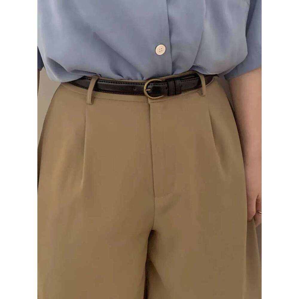 Small Leather Jeans Ladies 2024 New Belt Thin Retro Decorative Brown Y260225