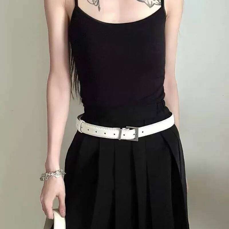 Korean style belt, 2025 new autumn winter, fashionable and simple, minimalist oxygen feel, decorative white belt Y260225