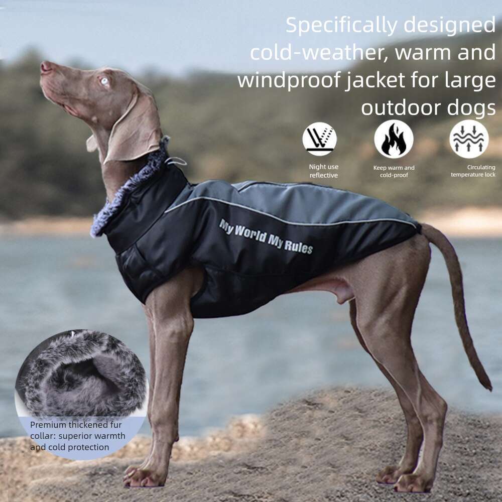 Famous brand Autumn Winter Outdoor Cotton Clothes Thickened Velvet Warm Reflective Medium and Large Dog Pet Clothing pupakaIK