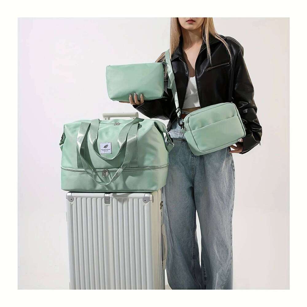 3PCS nylon travel set, large-capacity fashionable luggage sports and fitness bag crossbody bag, suitable for daily use Y260225