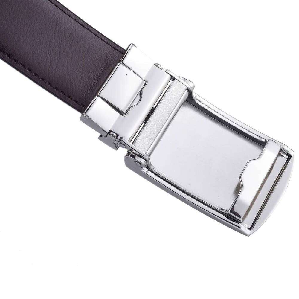 Men's Leather Ratchet Belt with Automatic Buckle 3.5CM Wide Adjustable Dress Y260225
