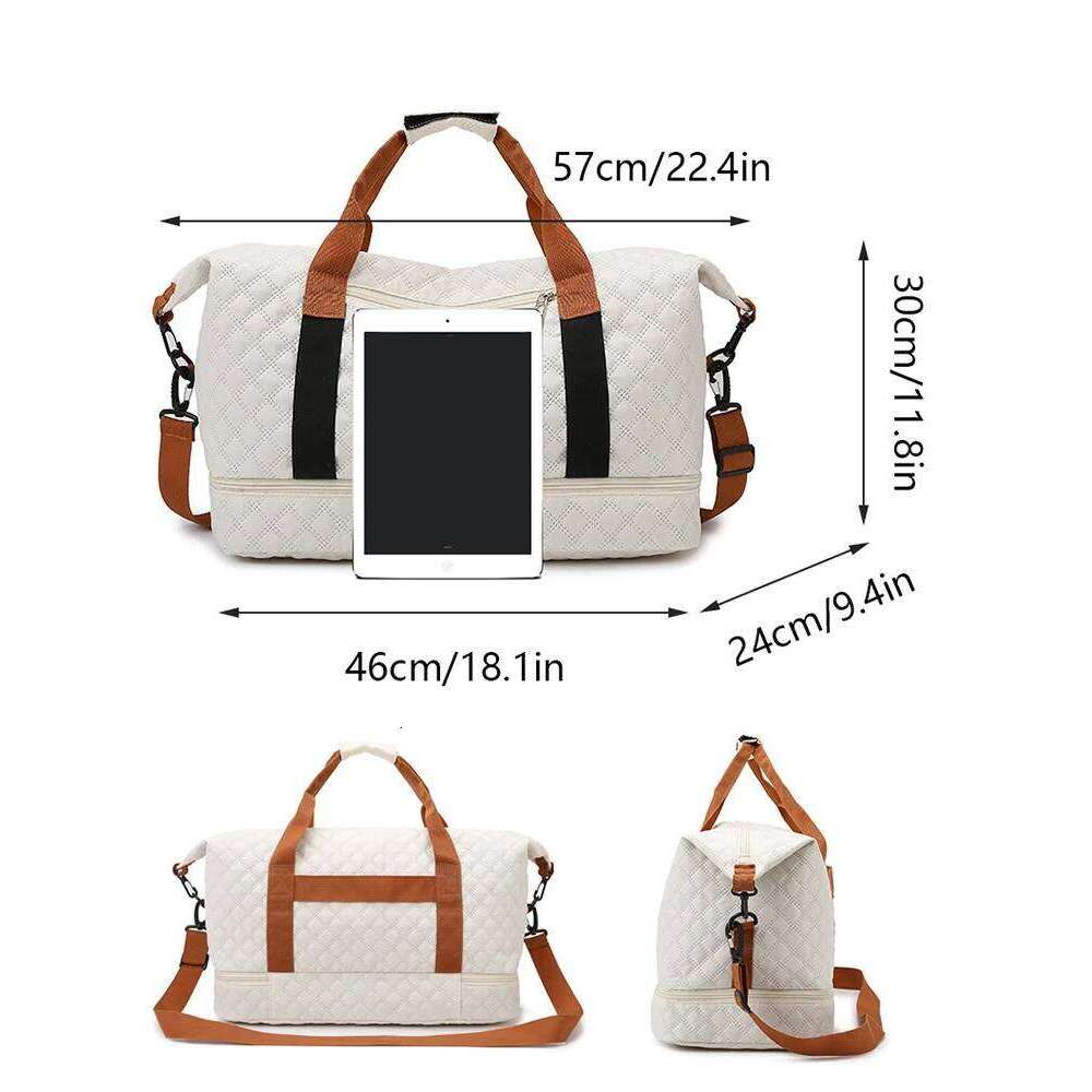 Nylon Travel Duffle with Shoe Compartment, Large Capacity Argyle Pattern Casual Weekender Overnight Gym Storage Bag Y260225