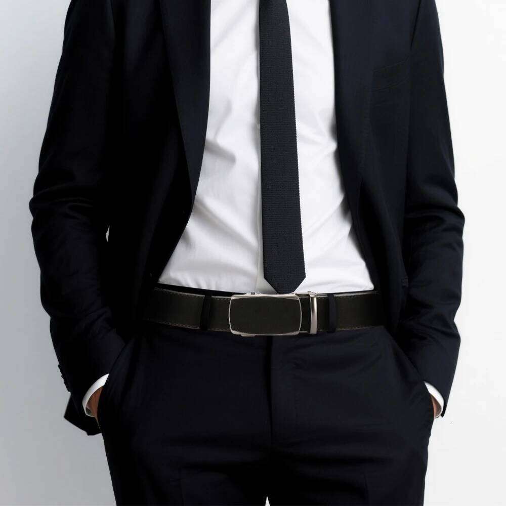 Fashion Genuine Leather Belt for Men Automatic Adjustable Waistband Business Belts Y260225