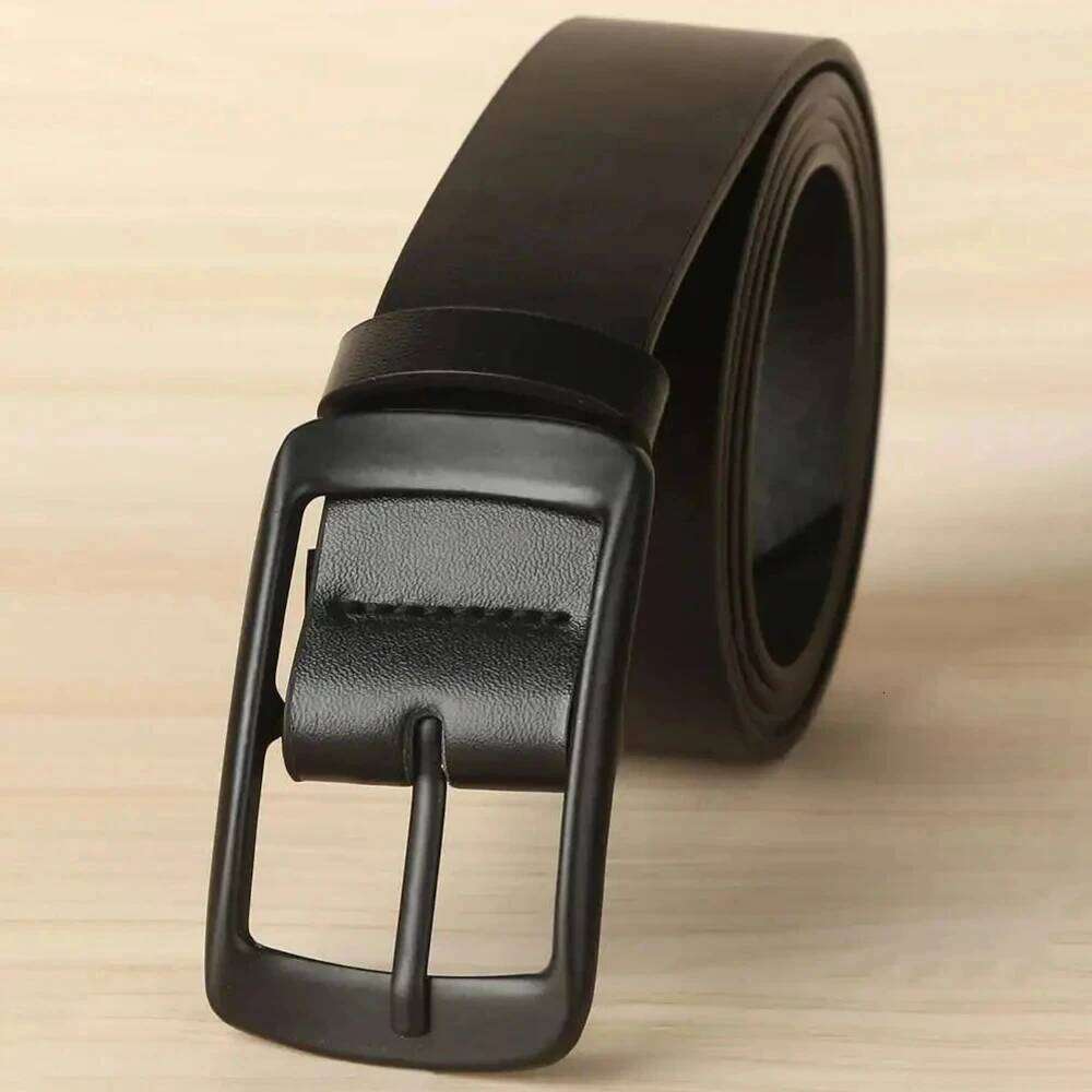 1pc Men's Classic PU Leather High End Authentic Fashion Metal Buckle Women Paired with Jeans Belt Unisex Y260225