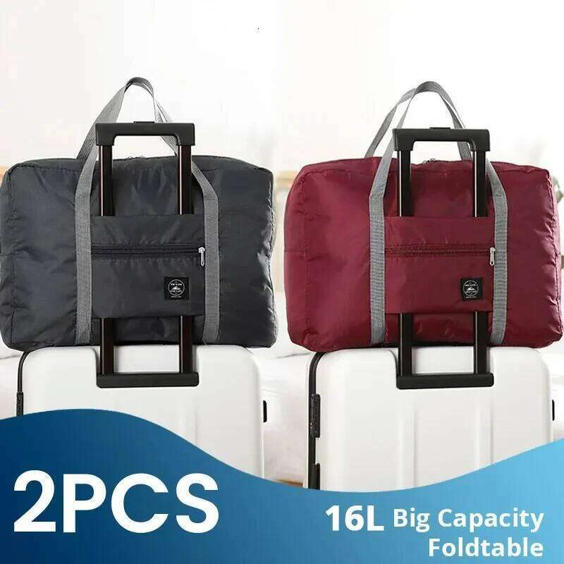 2 Pack Foldable Travel for Airlines Carry on Weekender Overnight Hospital Tote Gym Duffel Bag Women Men Y260225