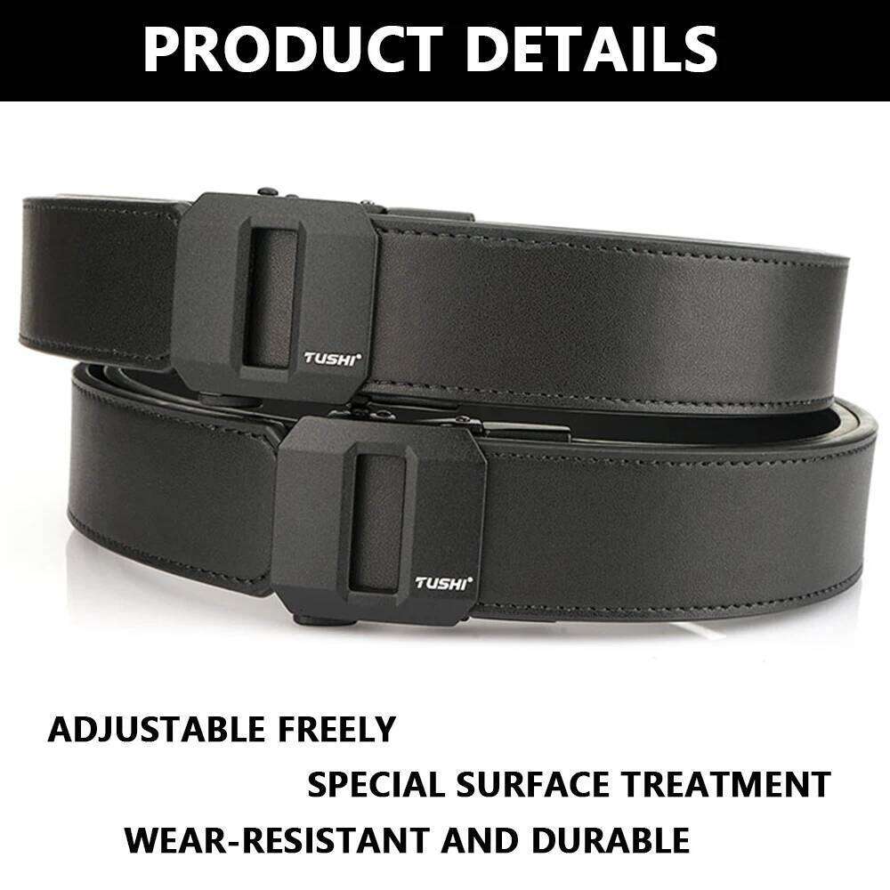 TUSHI New Leather Tactical Luxury Automatic Buckle for Belt Designer Belts Men High Quality IPSC Girdle Male Black Y260225