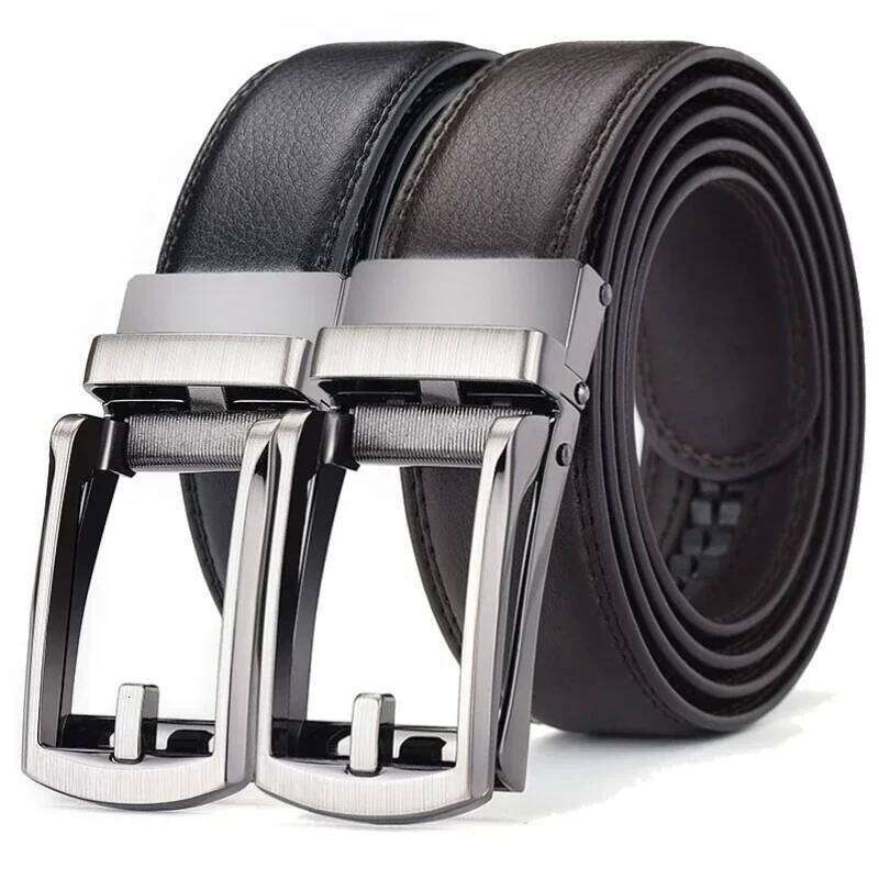 Business Luxury Brand Men's Click Belt - Genuine Leather, Automatic Alloy Buckle, Jeans Waist Strap Y260225