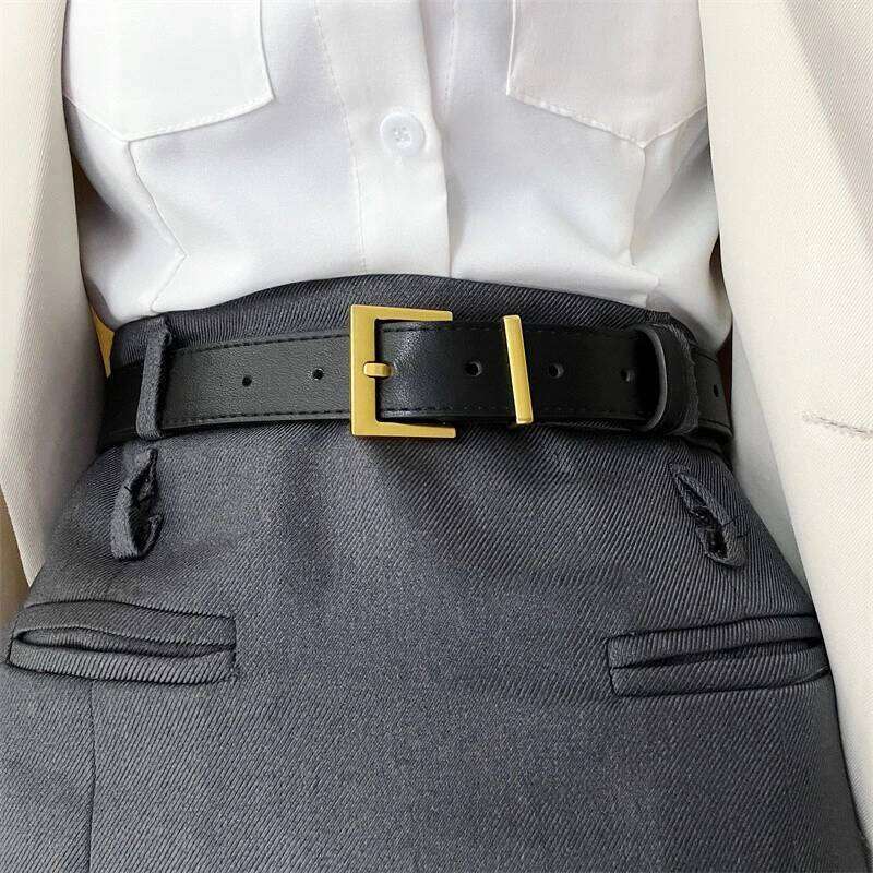 New Luxury Genuine Leather Belt for Women Jeans Casual Dress Square Alloy Buckle Ladies Trendy Belts Fashion Waistband Y260225