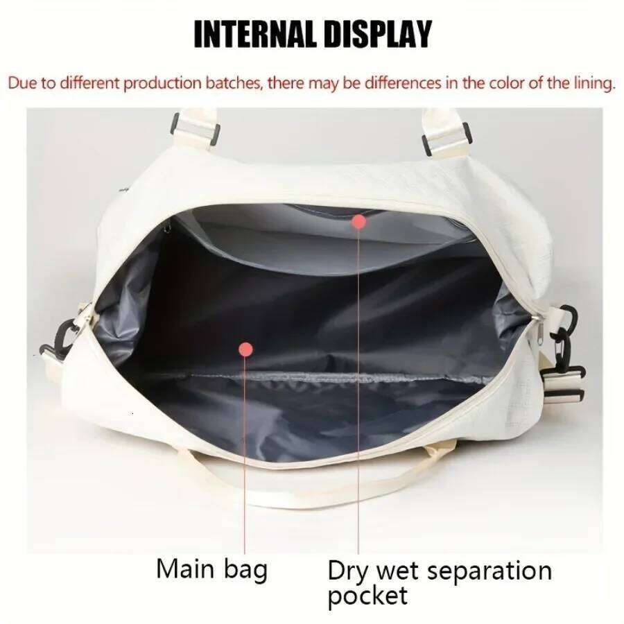 2pcs Set Large Capacity Travel Duffel with Shoe Compartment and Cosmetic Pouch, Casual Nylon Gym Bag, Weekend Overnight Bag Y260225