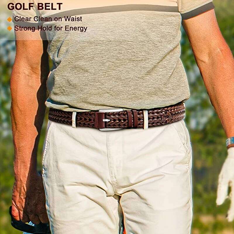 Men's Sports Hollow Woven Leather Pants Jeans Belt, Ideal Choice For Gifts Y260225
