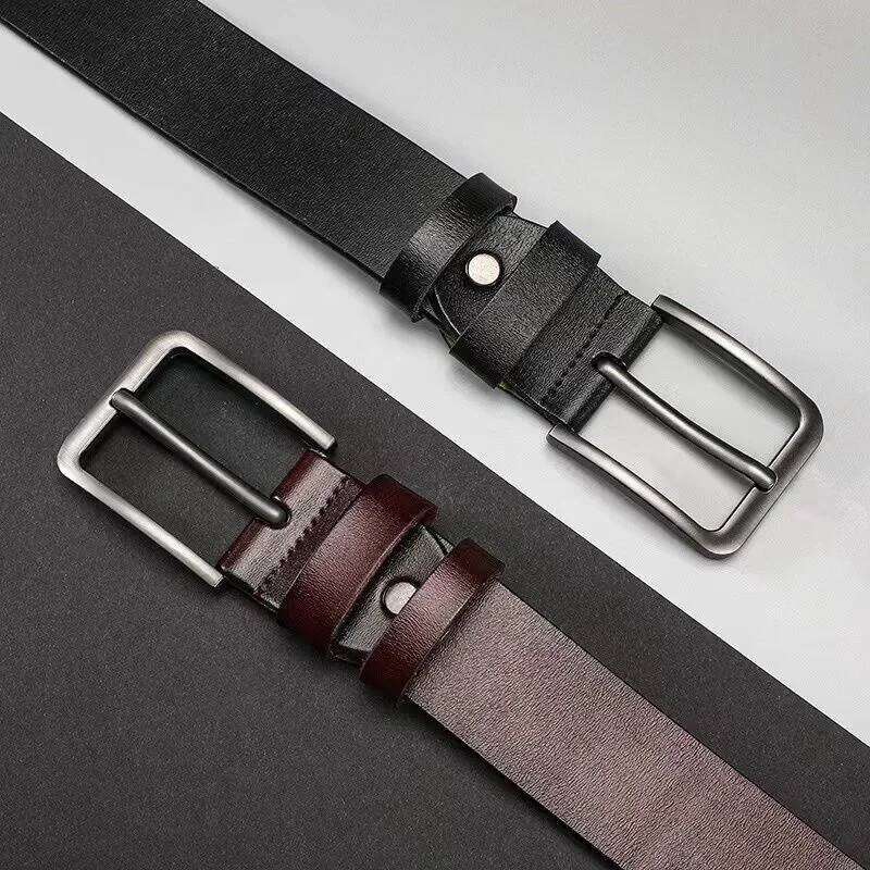 Men's Vintage Casual Black Pin Buckle Student Versatile Leather Wide Belt Y260225