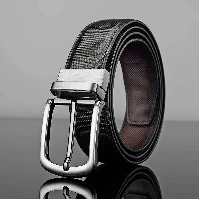 Casual Business Alloy Buckle Double-Sided Wearable Men'S High-End Trendy Belt, Gift For Boyfriend And Dad Y260225