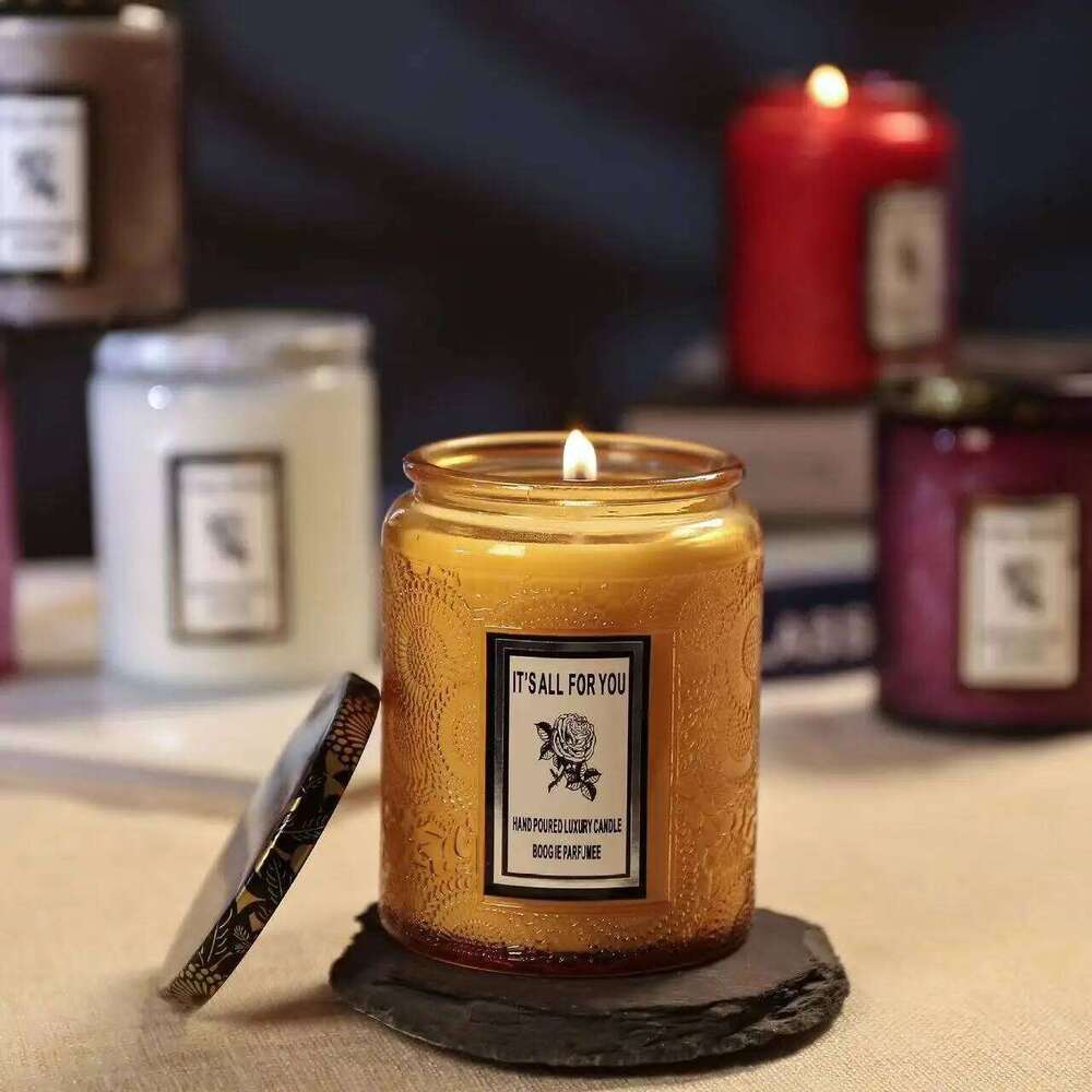 1 candle/box with long-lasting smoke-free fragrance, soy candle jar, crystal stone dried flower, romantic home decoration for co H260225