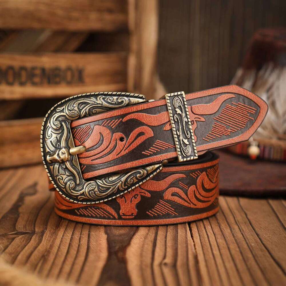 A casual, individual retro a Western-style clothing accessory, metal buckle, PU belt, suitable for both men and women Y260225