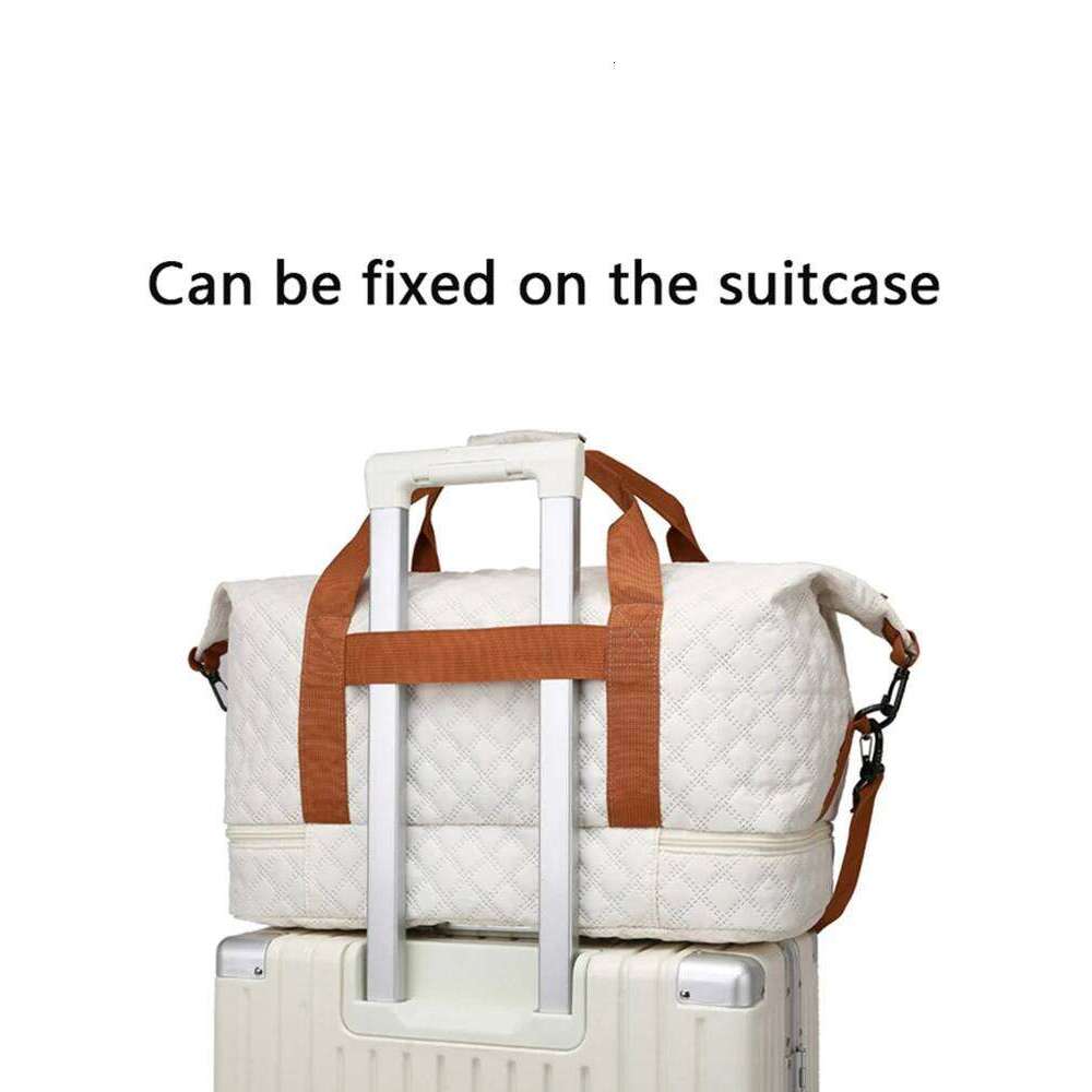 Nylon Travel Duffle with Shoe Compartment, Large Capacity Argyle Pattern Casual Weekender Overnight Gym Storage Bag Y260225